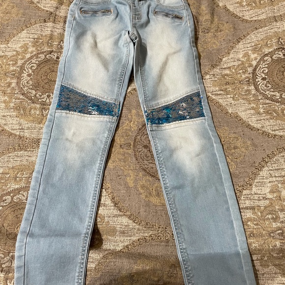 Justice Girls size 12 brand new sequin flip pull on jeans. - Picture 3 of 8